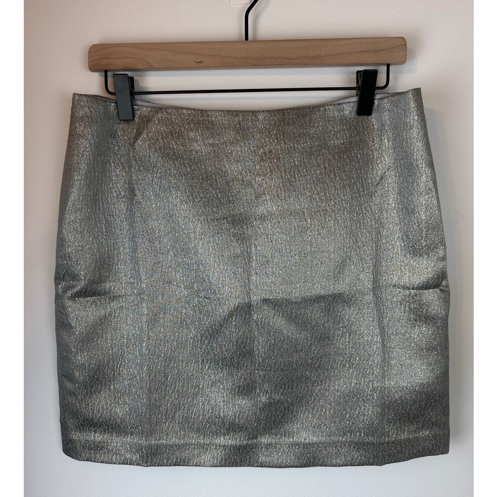 ANN TAYLOR Petite Metallic Silver Short Skirt NWT | Size 10P